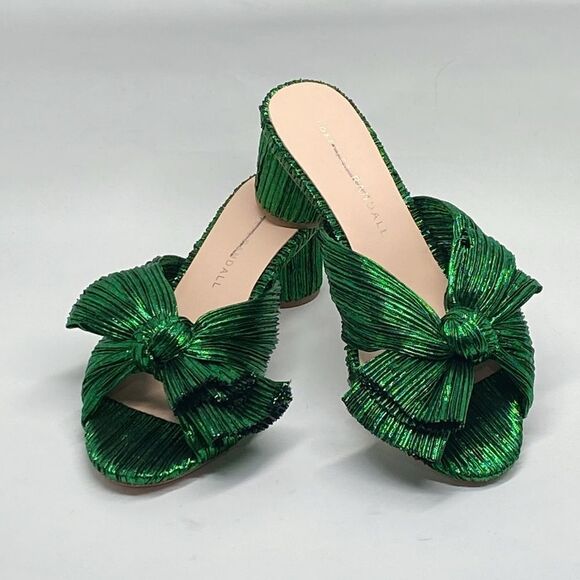 Loeffler Randall Emilia 50MM Pleated Lamé Knotted Mules size 5 - Picture 10 of 14